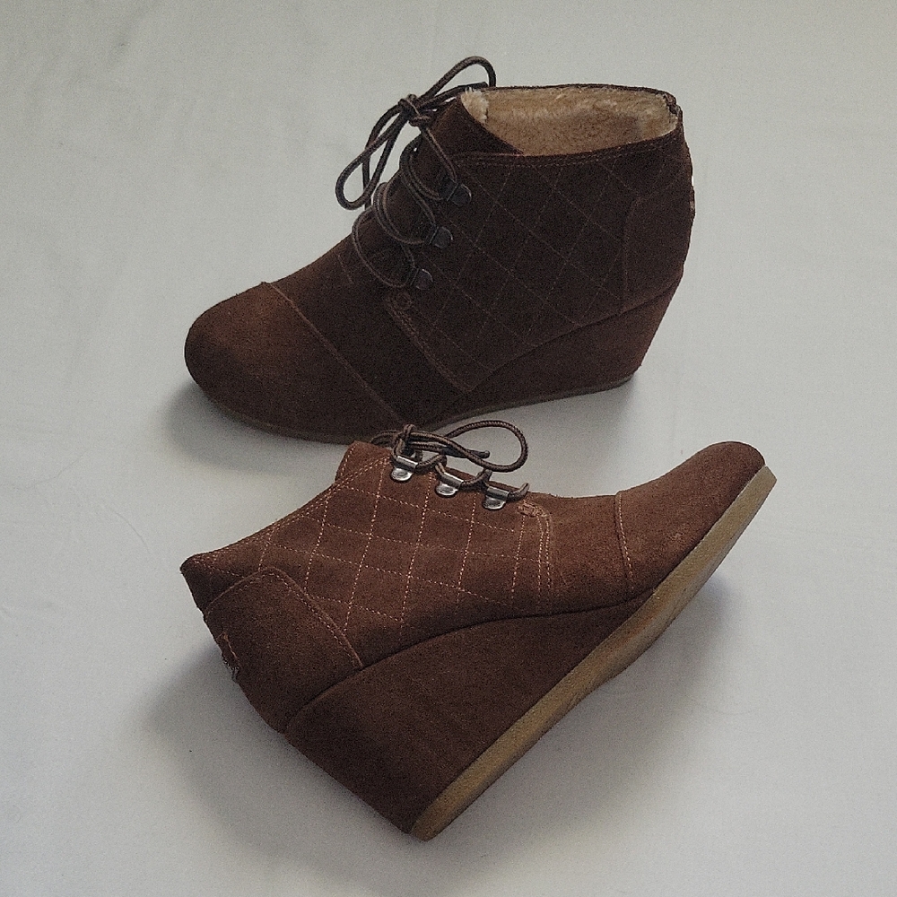 Toms Dark Brown Wedge Ankle Boots